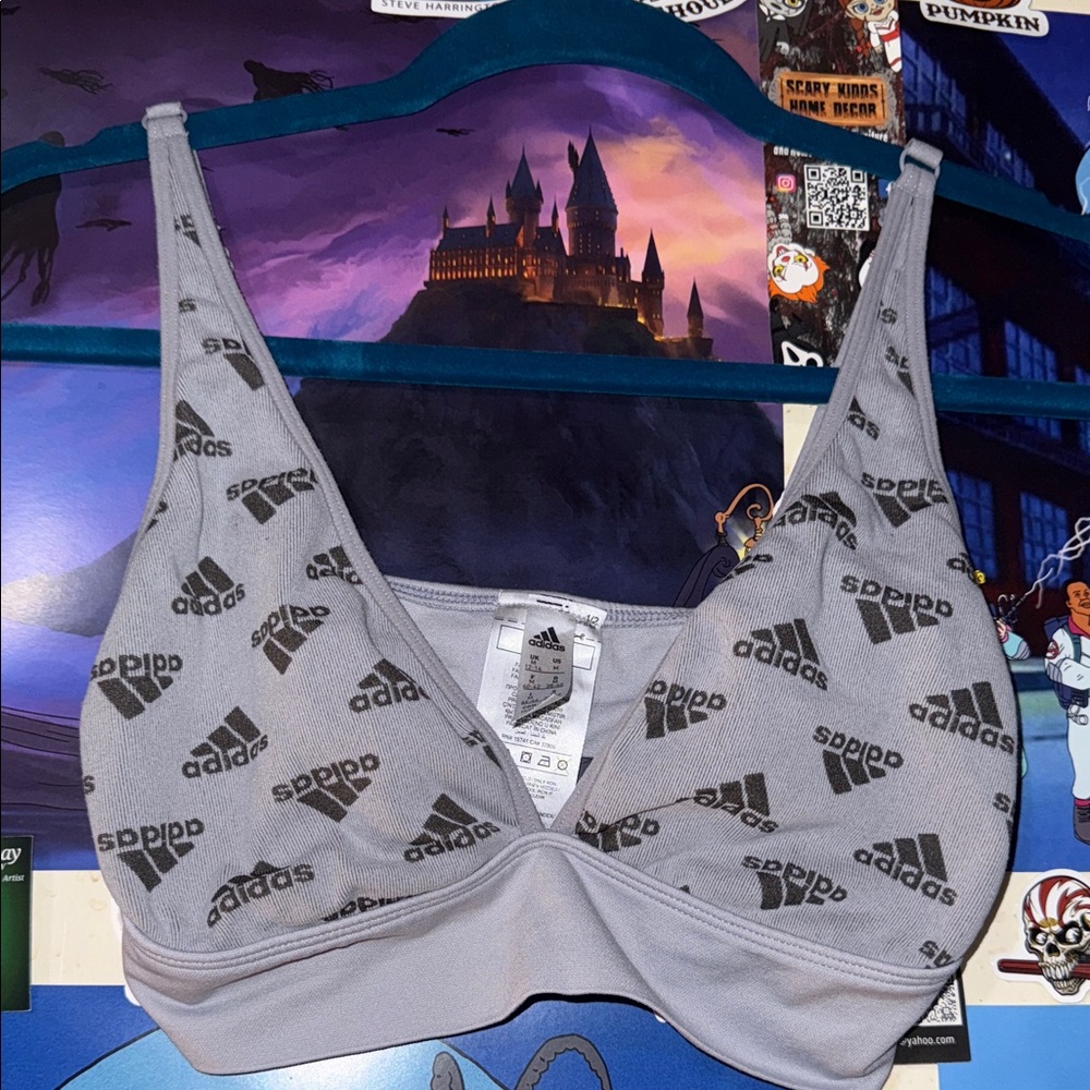 Adidas Light Gray Logo Bralette